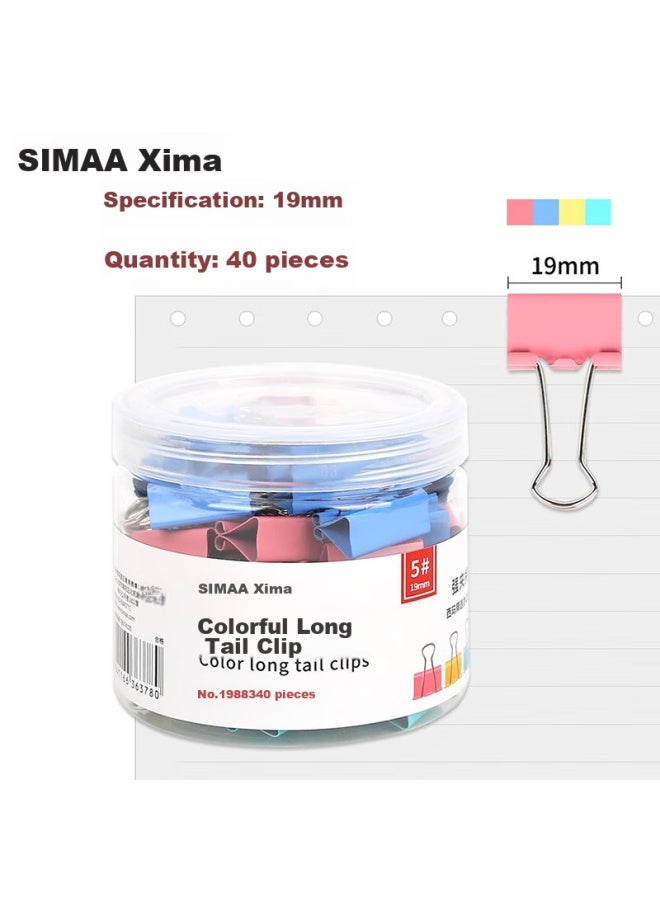 Simaa 40 قطعة 19mm مشابك ورق ملونة، مشابك معدنية للمستندات والملفات، لوازم القرطاسية المكتبية، 40 قطعة/أنبوب 19883 - Image 1