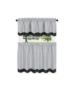 Achim Home Furnishings Achim Home Furnishings Westport Tier and Valance Set 58 x 24/58 x 14 - Black/White  - Image 1