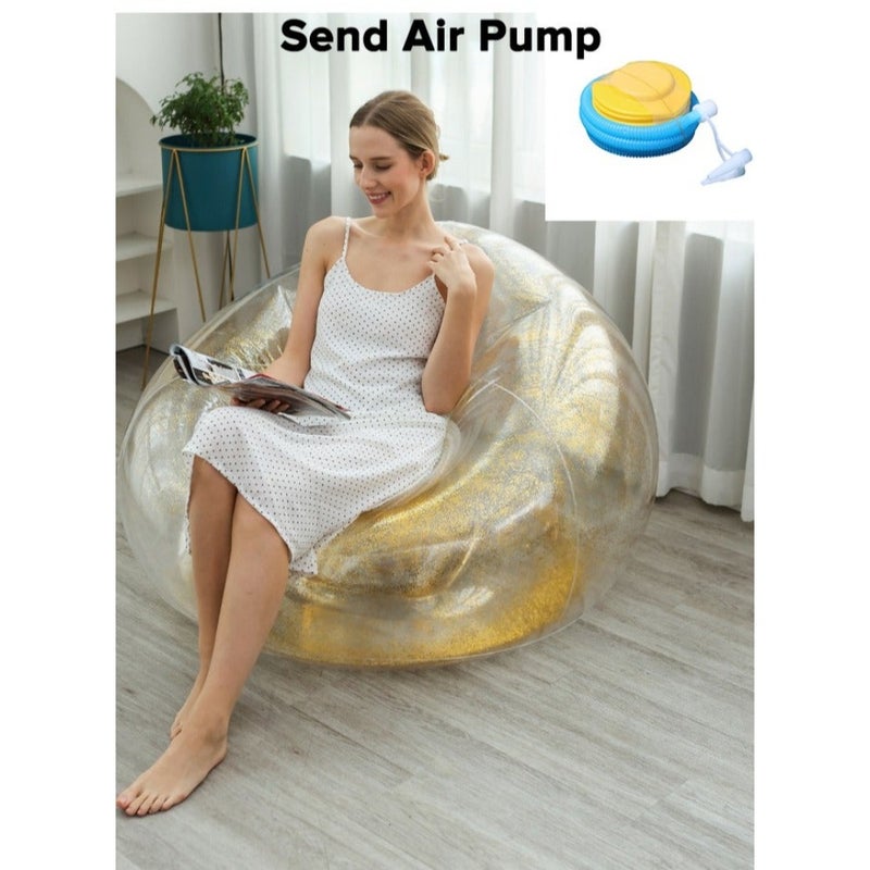 كرسي صالة قابل للنفخ من Beanless Bag، أريكة هوائية خارجية قابلة للنفخ كرسي أريكة كسولة 110x110x85 سم - Image 1
