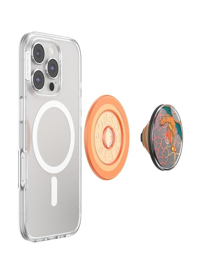 POPSOCKETS قبضة هاتف PopSockets لمغناطيس MagSafe مع قاعدة، قاعدة مغناطيسية، قمة قابلة للتبديل، قبضة آمنة لحالات iPhone MagSafe، قبضة للهاتف والتابلت، بوكيمون - سبينر تشارizard في الطيران - Image 4