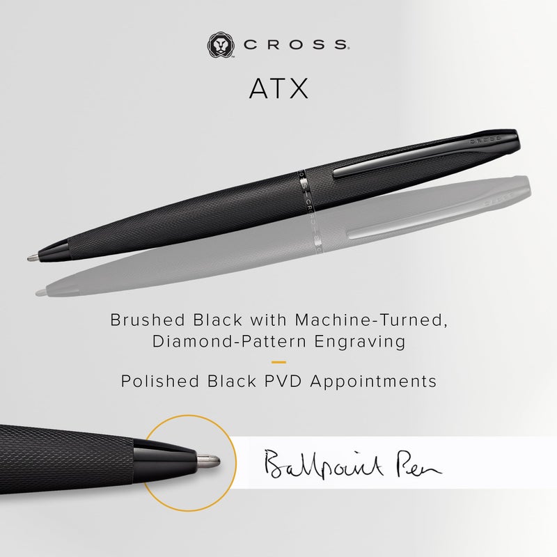 Cross ATX Refillable Ballpoint Pen Presented in a Luxury Gift Box - Medium Point, Black Ink, Sandblasted Black - Image 2