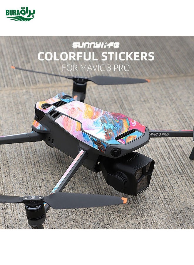 BURAQ مجموعة ملصقات زخرفية لجسم طائرة درون من نوع DJI Mavic 3 Pro / RC Pro سنيلايف (أسود لافا)  - Image 3