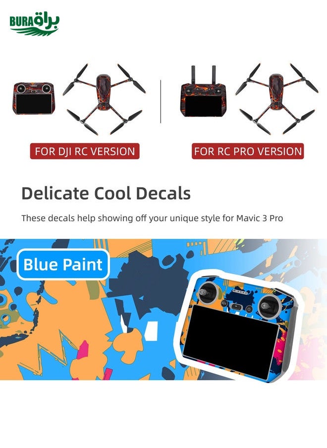 BURAQ مجموعة ملصقات زخرفية لجسم طائرة درون من نوع DJI Mavic 3 Pro / RC Pro سنيلايف (أسود لافا)  - Image 4