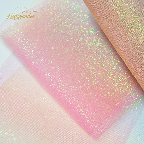 NICROLANDEE Rainbow Glitter Tulle Rolls 6 inch x 10 Yards Shimmer Color for Table Runner Chair Sash Bow Pet Tutu Skirt Sewing Crafting Fabric Birthday Baby Shower Wedding Christmas Gift Ribbon - Image 3