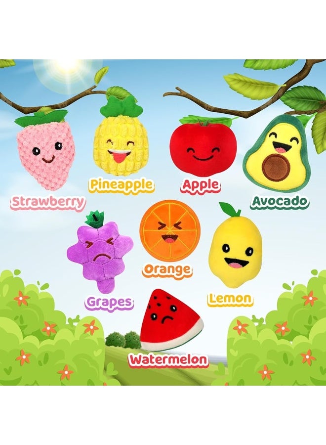OLEOLETOY Sensory Toys for Kids, 8 Pack Mini Fruit Soft Stuffed Plush Toy for Girls or Boys, Toddler Pretend Play Kitchen Food, Strawberry, Avocado, Pineapple and Orange for Kids - Image 3