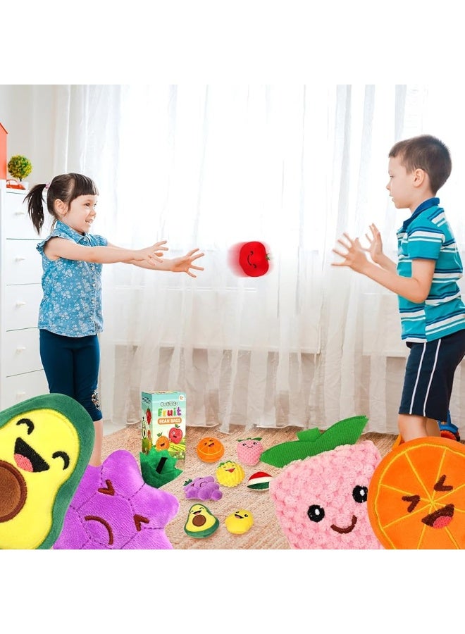 OLEOLETOY Sensory Toys for Kids, 8 Pack Mini Fruit Soft Stuffed Plush Toy for Girls or Boys, Toddler Pretend Play Kitchen Food, Strawberry, Avocado, Pineapple and Orange for Kids - Image 1