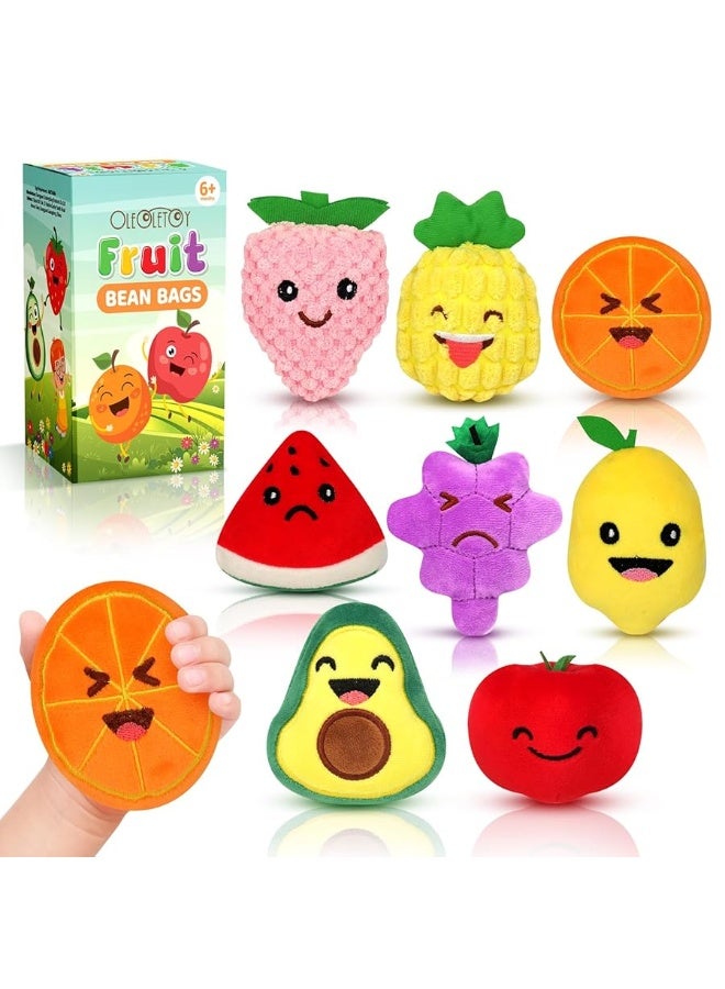OLEOLETOY Sensory Toys for Kids, 8 Pack Mini Fruit Soft Stuffed Plush Toy for Girls or Boys, Toddler Pretend Play Kitchen Food, Strawberry, Avocado, Pineapple and Orange for Kids - Image 5