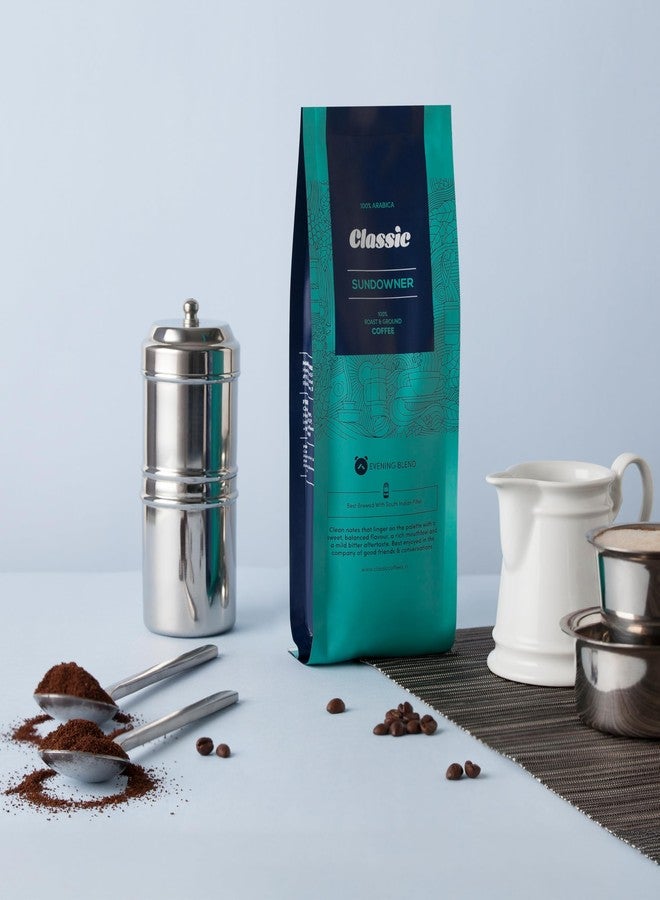 Classic Coffees قهوة كلاسيك ساندونر المفلترة | مسحوق قهوة مطحونة 100% أرابيكا مزيج مسائي 250 غرام | نكهة قوية وغنية مع ملمس كريمي | حبوب كاملة وطحن حسب الطلب (250 غرام، قهوة فلتر جنوب هندية) - Image 4
