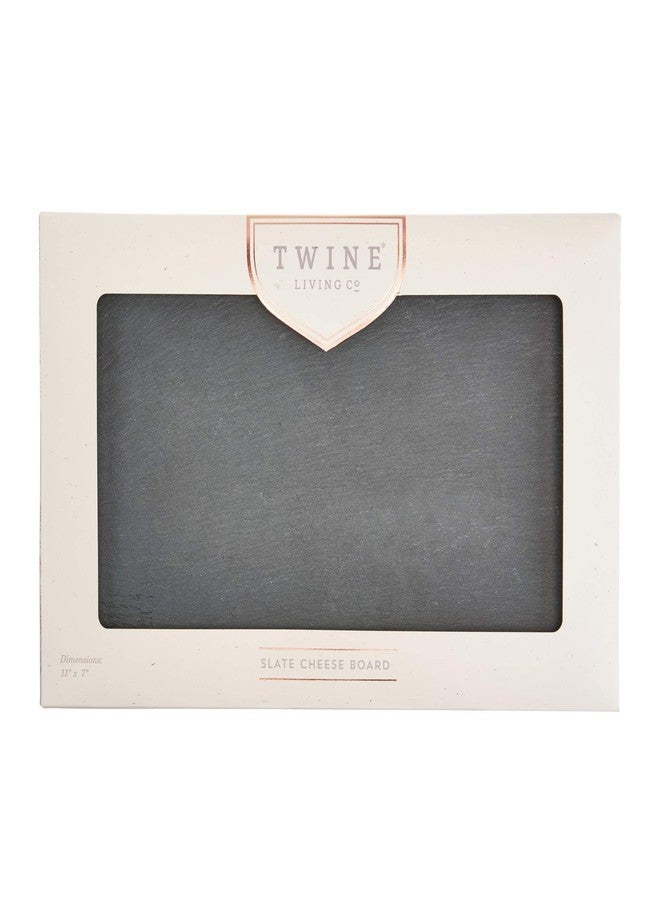 Twine Country Home Slate Cheese Board - Stone Plate Board for Tapas, Appetizers & Charcuterie Platters - Gourmet Kitchen Gift Essentials, 11 inches x 7 inches, Black - Image 3