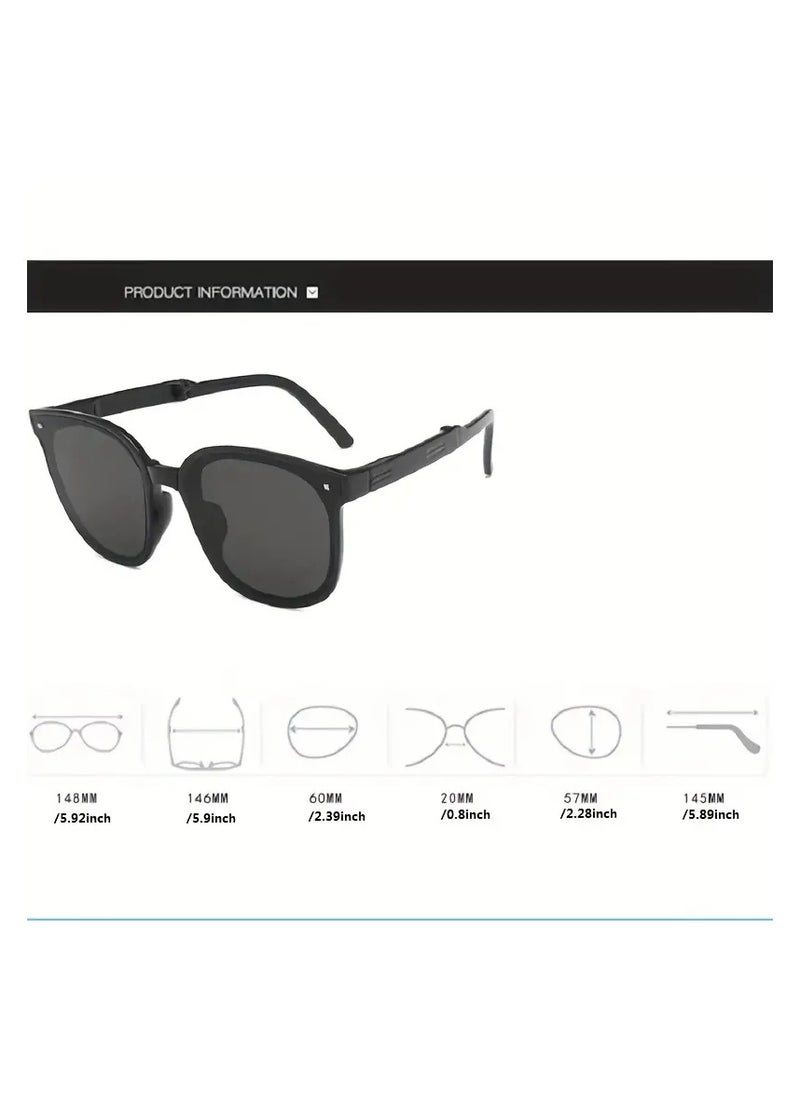 Ucanbe - Foldable Square Frame Rivet Decor Sunglasses - Image 1