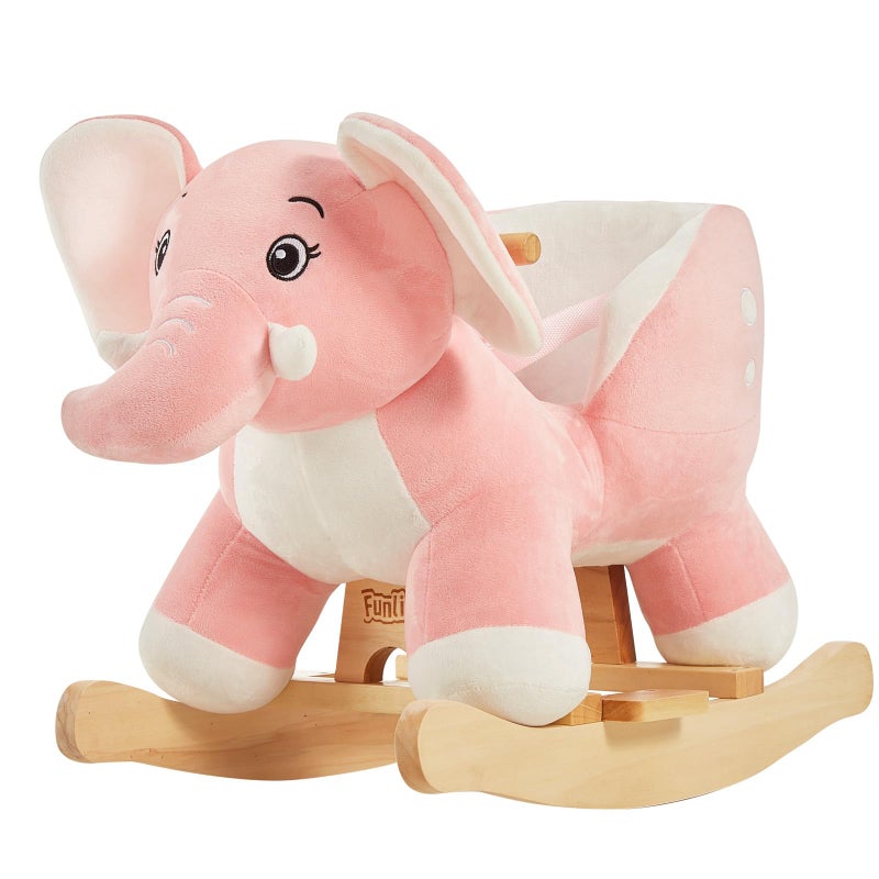 FUNLIO Elephant Baby Rocking Horse for Toddlers 6 Months to 3 Years Cute Graceful Pink Elephant Rocker for Baby Girl Stuffed Plush Rideon Rocking Animal Easy to Assemble CPC CE Certified - Image 2