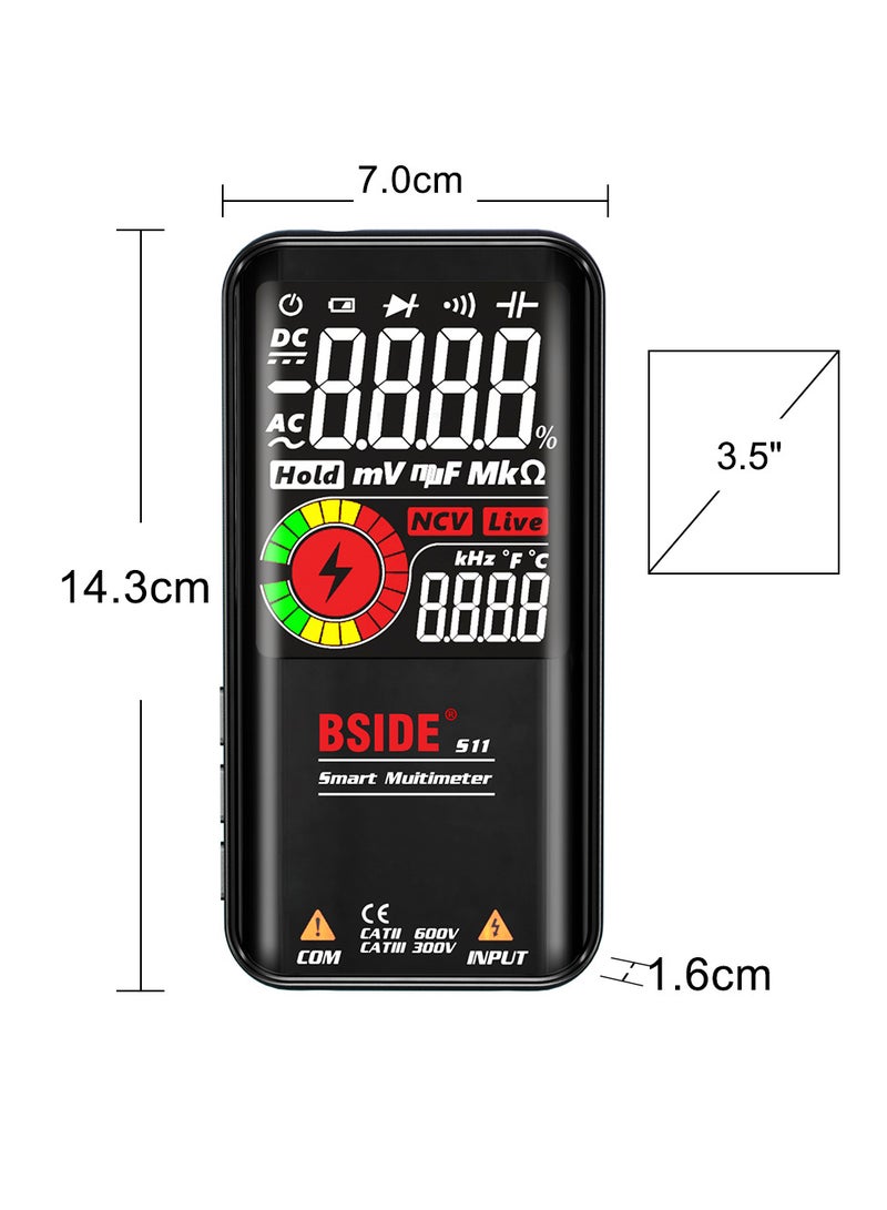 BSIDE S11 Intelligent 9999 Counts Multimeter Digital LCD Display Rechargeable Universal Meter AC/DC Voltmeter Ohmmeter Test Resistance Capacitance Frequency Diode Continuity NCV Live Line - Image 4