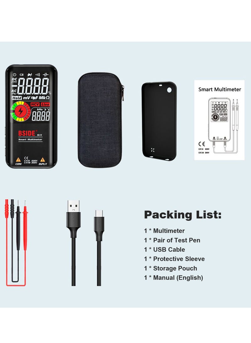 BSIDE S11 Intelligent 9999 Counts Multimeter Digital LCD Display Rechargeable Universal Meter AC/DC Voltmeter Ohmmeter Test Resistance Capacitance Frequency Diode Continuity NCV Live Line - Image 5