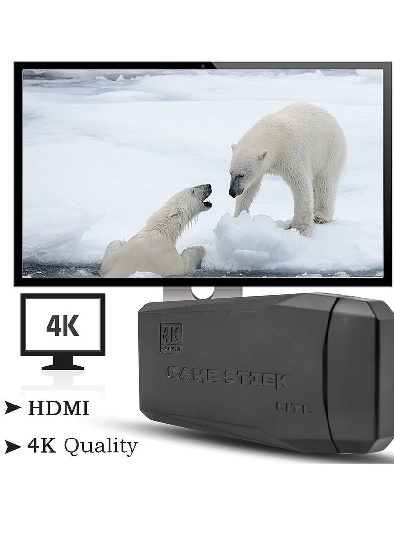 Game Console 4K HD Video Game Console 2.4G Dual Wireless Controller, Classic 64GB Retro TV Game Console 10000 Game Stick
