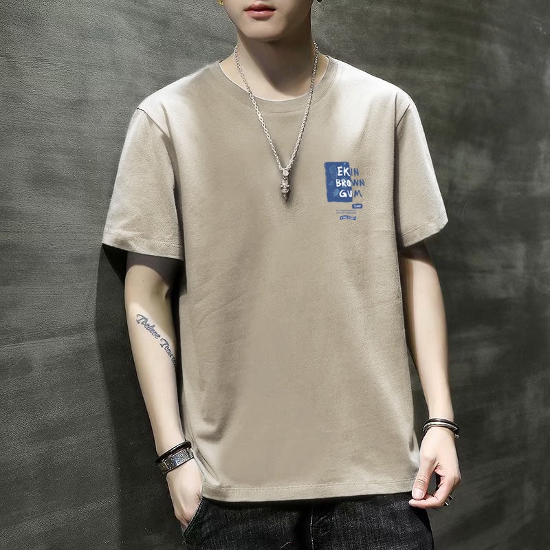 2023 New Men'S Short-Sleeved T-Shirt Summer Trendy Loose Base Shirt Short-Sleeved Men'S Slim-Fit Teenager Men - Image 1