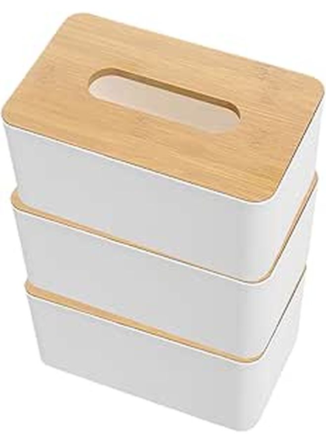 3 Pcs Tissue Paper Box Cover Napkin Holder Wooden Dispenser For Office Living Room - Image 1