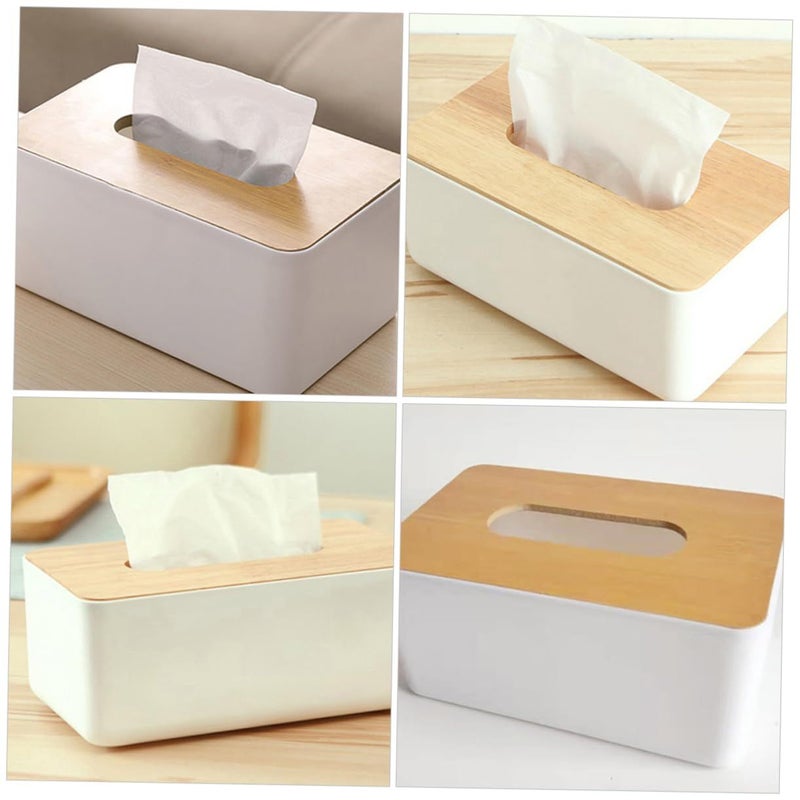 3 Pcs Tissue Paper Box Cover Napkin Holder Wooden Dispenser For Office Living Room - Image 3