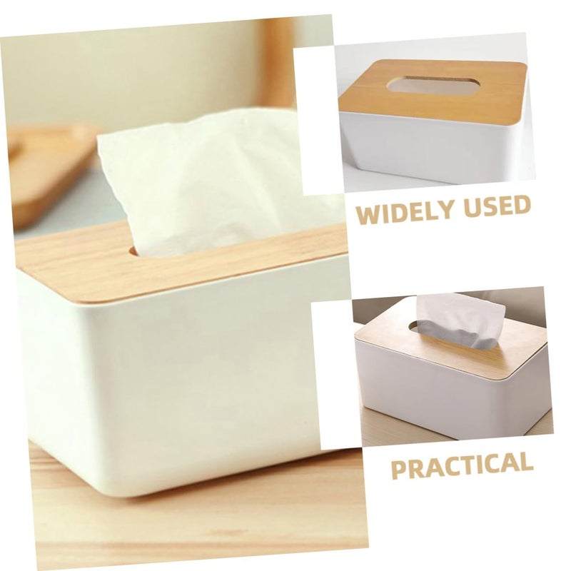 3 Pcs Tissue Paper Box Cover Napkin Holder Wooden Dispenser For Office Living Room - Image 5