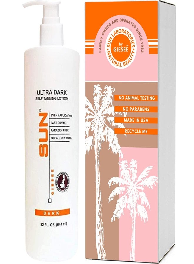 Sun Laboratories By Giesee Ultra Dark Self Tanning Lotion 32 oz - Organic Sunless Tanning Lotion, Extra Dark Self Tanner, Natural Self Tanning Lotion for Face & Body, Instant Tan Glow Beauty - Image 1