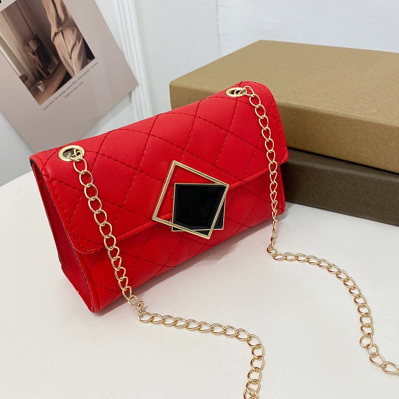 Women'S Bag 2023 New Fashion Casual High-Grade Plaid Diamond Embroidered Chain Shoulder Small Square Bag Messenger Bag - Image 1