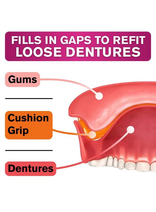 Cushion Grip لاصق طقم الأسنان من البلاستيك الحراري لإعادة التركيب وتثبيت الأطقم المتحركة [ليس لاصقًا، يعمل كإعادة تركيب ناعمة] (1 أونصة) يمسك الأطقم لمدة تصل إلى 4 أيام. - Image 5