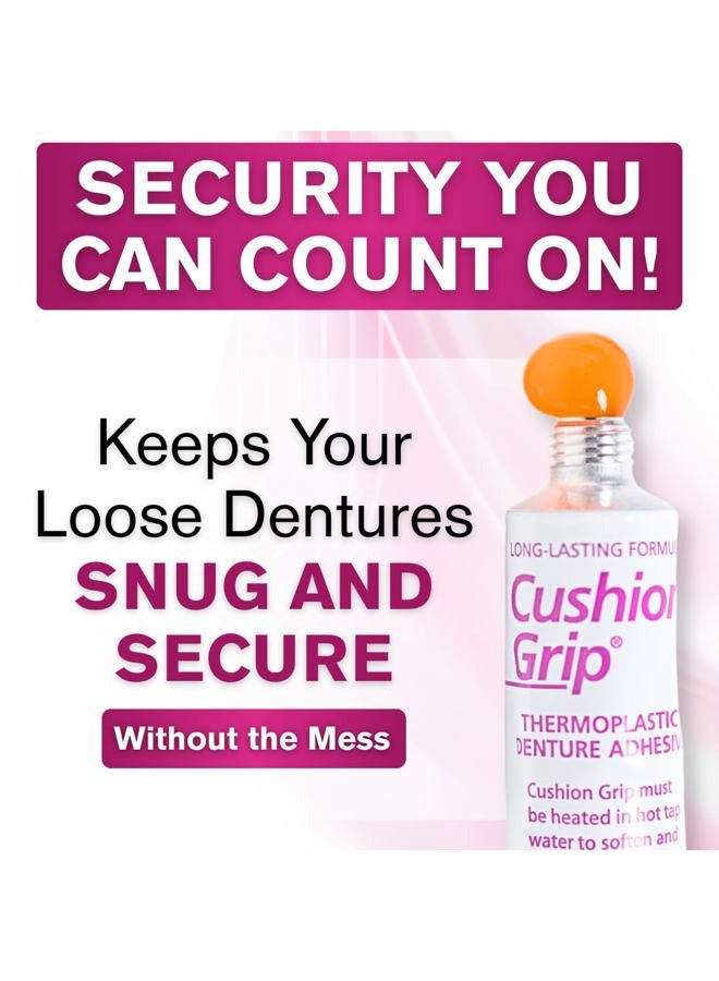 Cushion Grip لاصق طقم الأسنان من البلاستيك الحراري لإعادة التركيب وتثبيت الأطقم المتحركة [ليس لاصقًا، يعمل كإعادة تركيب ناعمة] (1 أونصة) يمسك الأطقم لمدة تصل إلى 4 أيام. - Image 4
