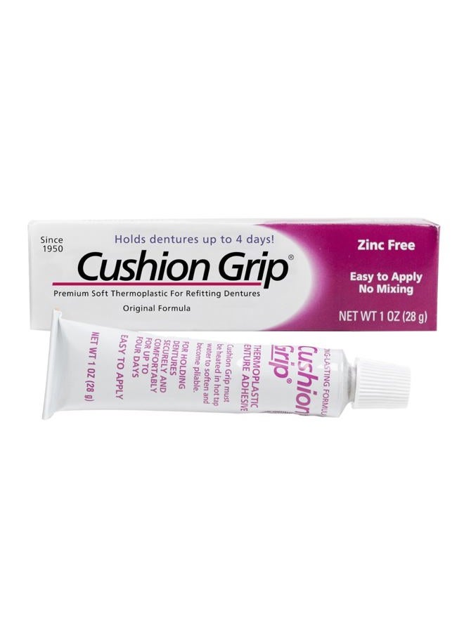 Cushion Grip لاصق طقم الأسنان من البلاستيك الحراري لإعادة التركيب وتثبيت الأطقم المتحركة [ليس لاصقًا، يعمل كإعادة تركيب ناعمة] (1 أونصة) يمسك الأطقم لمدة تصل إلى 4 أيام. - Image 1