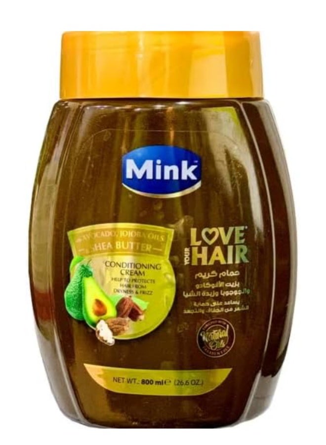 Mink Hair Conditioning Cream with Avocado, Jojoba & Shea Butter - (800 ml) - Intense Hydration & Frizz Control - Image 1