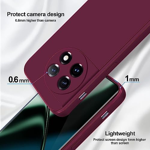 DIZORO Compatible with Oneplus 11r 5G Back Cover with Upgraded Square Edges for Camera Protection Shockproof Flexible Matte Liquid Silicone Mobile Phone Case (Wine Red) - Image 3