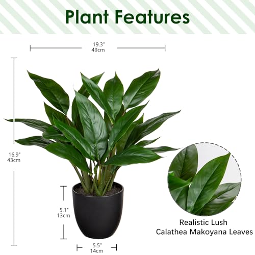 GnFlus Fake Plants 17 Faux Plants Artificial Potted Plants Indoor Realistic Fake Cast Iron Plant Artificial Plants with Pot for Home Office Farmhouse Kitchen Bathroom Table Shelf Decor - Image 3