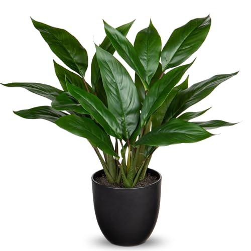 GnFlus Fake Plants 17 Faux Plants Artificial Potted Plants Indoor Realistic Fake Cast Iron Plant Artificial Plants with Pot for Home Office Farmhouse Kitchen Bathroom Table Shelf Decor - Image 1