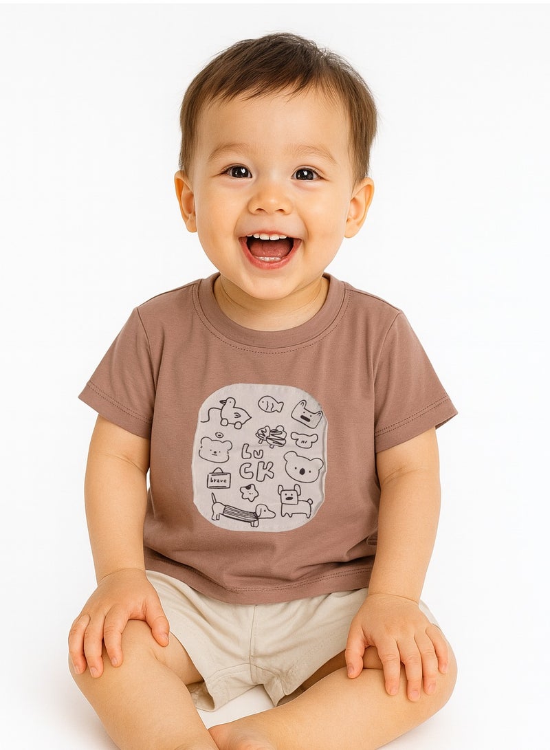 Toddler 2-Piece Summer Outfit Set - Cotton Blend T-Shirt & Shorts, Elastic Waistband, Breathable Knit - For 9-36 Months  - Image 1