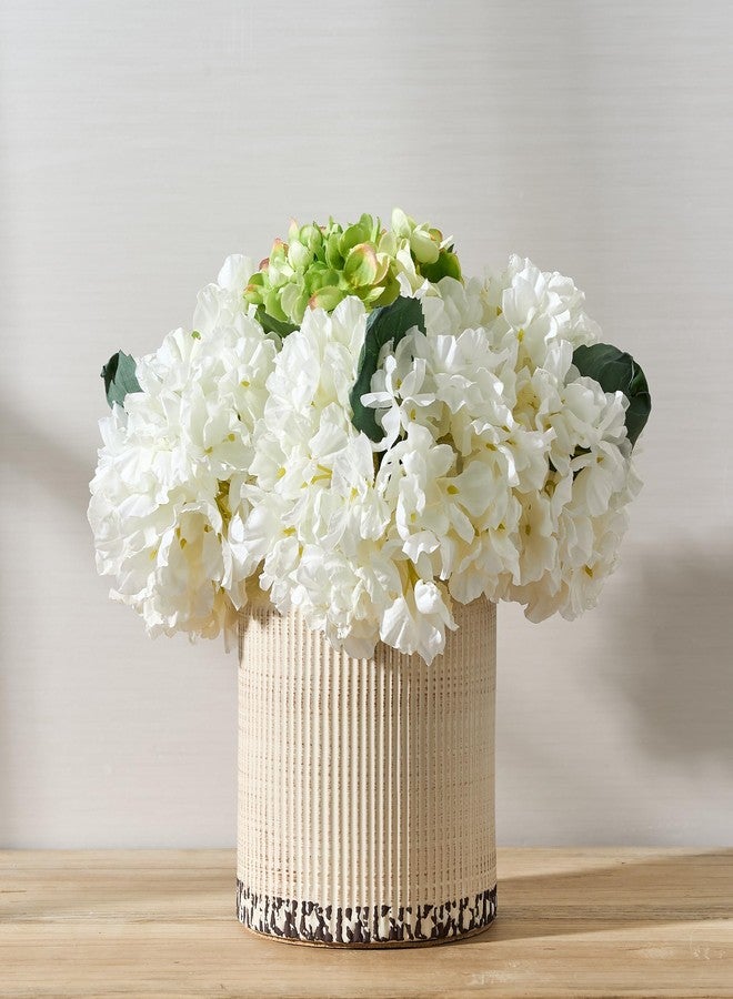 SIDUCAL Ceramic Vintage Rustic Terracotta Vase, 6.77 Inch Farmhouse Decorative Pottery Vase Wide-Mouth Vases for Home Decor, Living Room, Bookshelf, Bedroom, Bathroom, Kitchen, Antique Beige - Image 2