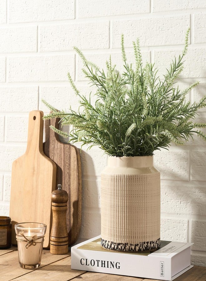 SIDUCAL Ceramic Vintage Rustic Terracotta Vase, 6.77 Inch Farmhouse Decorative Pottery Vase Wide-Mouth Vases for Home Decor, Living Room, Bookshelf, Bedroom, Bathroom, Kitchen, Antique Beige - Image 5