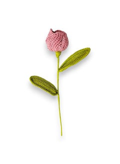 Happy Threads Happy Threads| Blooming Layered Tulips, (Dark Pink) Eco-Friendly Handcrafted Single Stem Crocheted Flowers - Child-Safe, Lead-Free, Sustainable Decor & Gift Solution  - Image 1