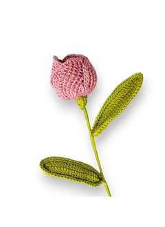 Happy Threads Happy Threads| Blooming Layered Tulips, (Dark Pink) Eco-Friendly Handcrafted Single Stem Crocheted Flowers - Child-Safe, Lead-Free, Sustainable Decor & Gift Solution  - Image 2