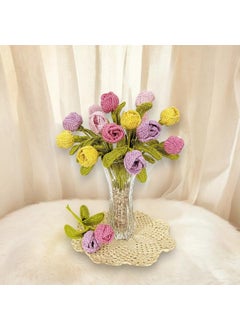 Happy Threads Happy Threads| Blooming Layered Tulips, (Dark Pink) Eco-Friendly Handcrafted Single Stem Crocheted Flowers - Child-Safe, Lead-Free, Sustainable Decor & Gift Solution  - Image 3