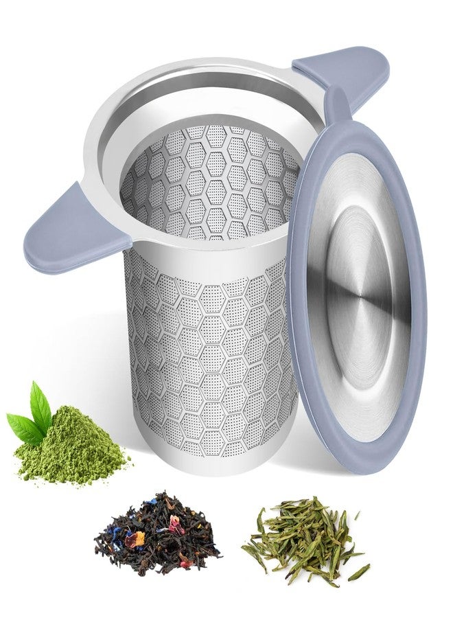 WAFJAMF Tea Infuser for Loose Leaf Tea, Extra Fine 304 Stainless Steel Tea Strainer Stepper with Heat-Resistant Silicone Handles and Lid, Large Capacity Tea Basket Filter for Mug, Cup (Silver) - Image 1