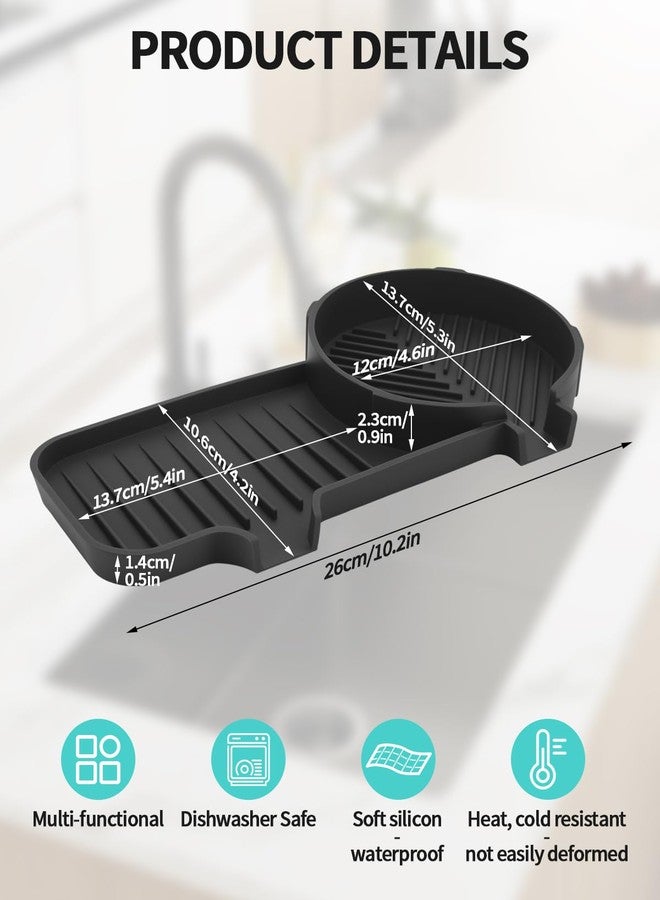 AMAZYC-US Upgraded 2-in-1 Silicone Sponge & Soap Holder with Extra Tray, Auto-Drain Organizer for Kitchen & Bathroom Sink, Compatible with Scrub Daddy Sponges, Holds Soap, Dish Soap Dispenser - Image 2