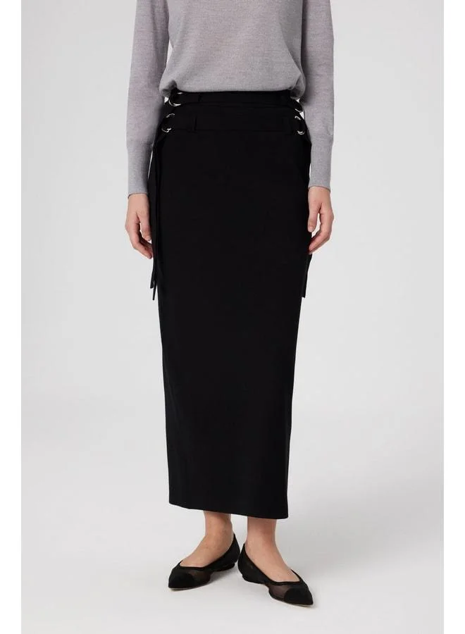 Mısırlı 1951 Long Skirt with Black Belt Detail and Slit.