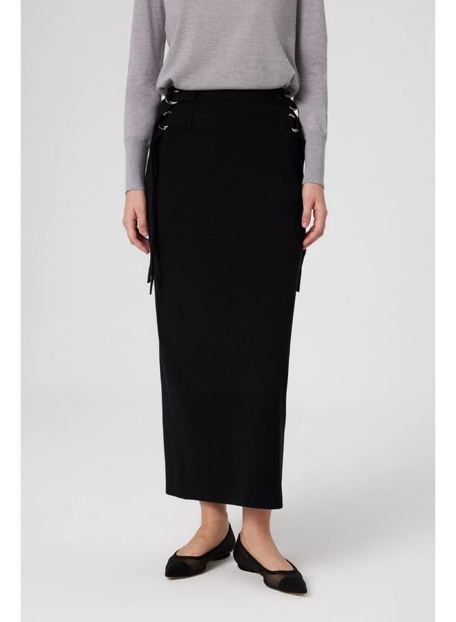 Mısırlı 1951 Long Skirt with Black Belt Detail and Slit. - Image 2