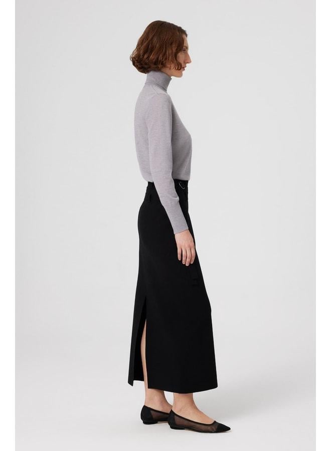 Mısırlı 1951 Long Skirt with Black Belt Detail and Slit. - Image 3
