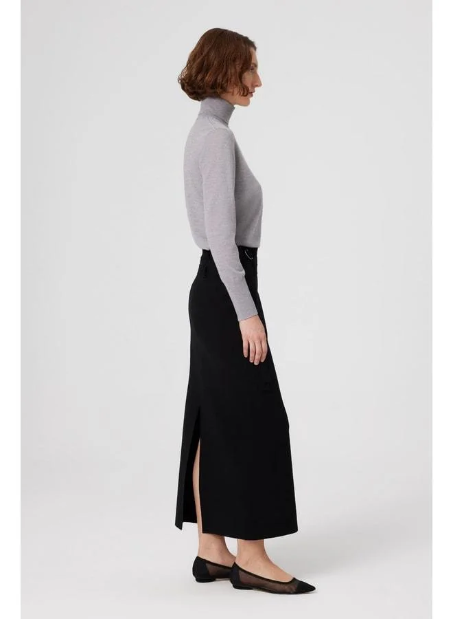 Mısırlı 1951  Long Skirt with Black Belt Detail and Slit. for Women | Best Price UAE