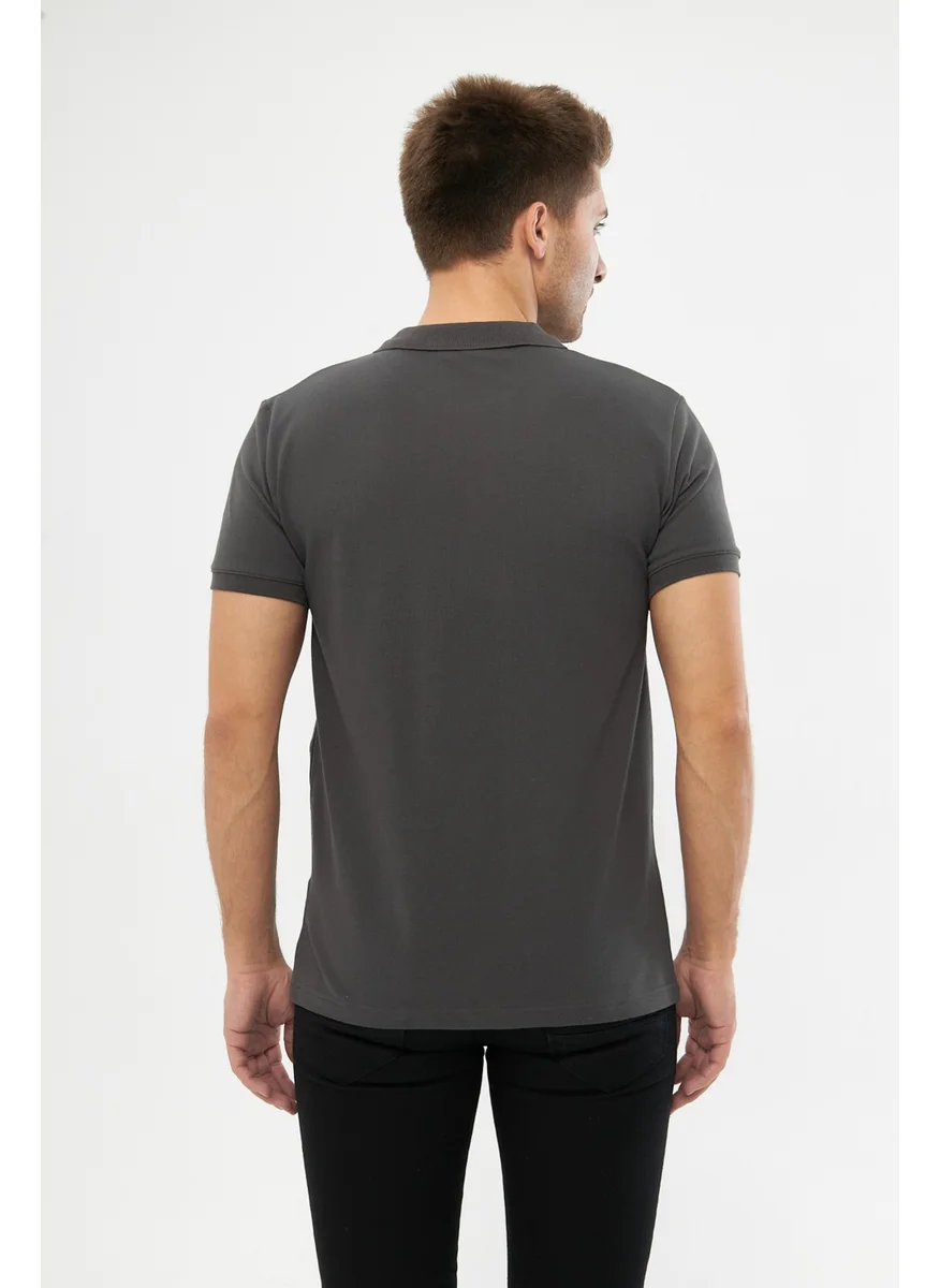 MRS Clothing Martin Polo Collar Metal Zipper Standard Fit Plain Men's T-Shirt