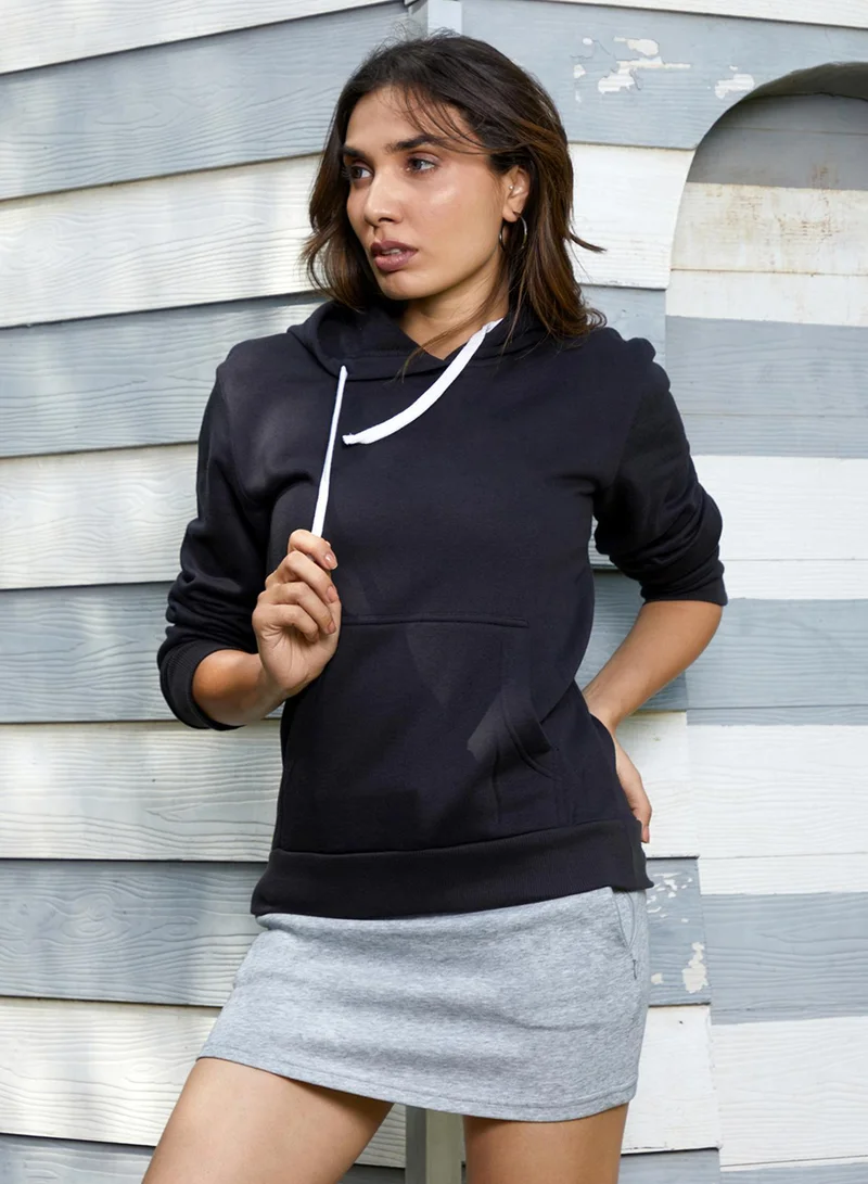 Pinacolada Black Women's Midnight Black Solid Pullover Hoodie for Women | Best Price UAE