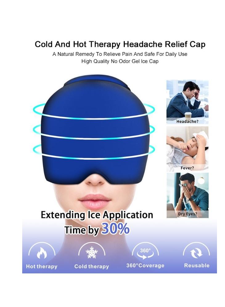 Generic Migraine Relief Cap, Gel Headache Relief Hat, Migraine Ice Head Wrap, Reusable Cold/Hot Therapy, Long Lasting Cooling Eye Mask Stress Headaches for Puffy Eyes, Tension, Sinus - Image 5