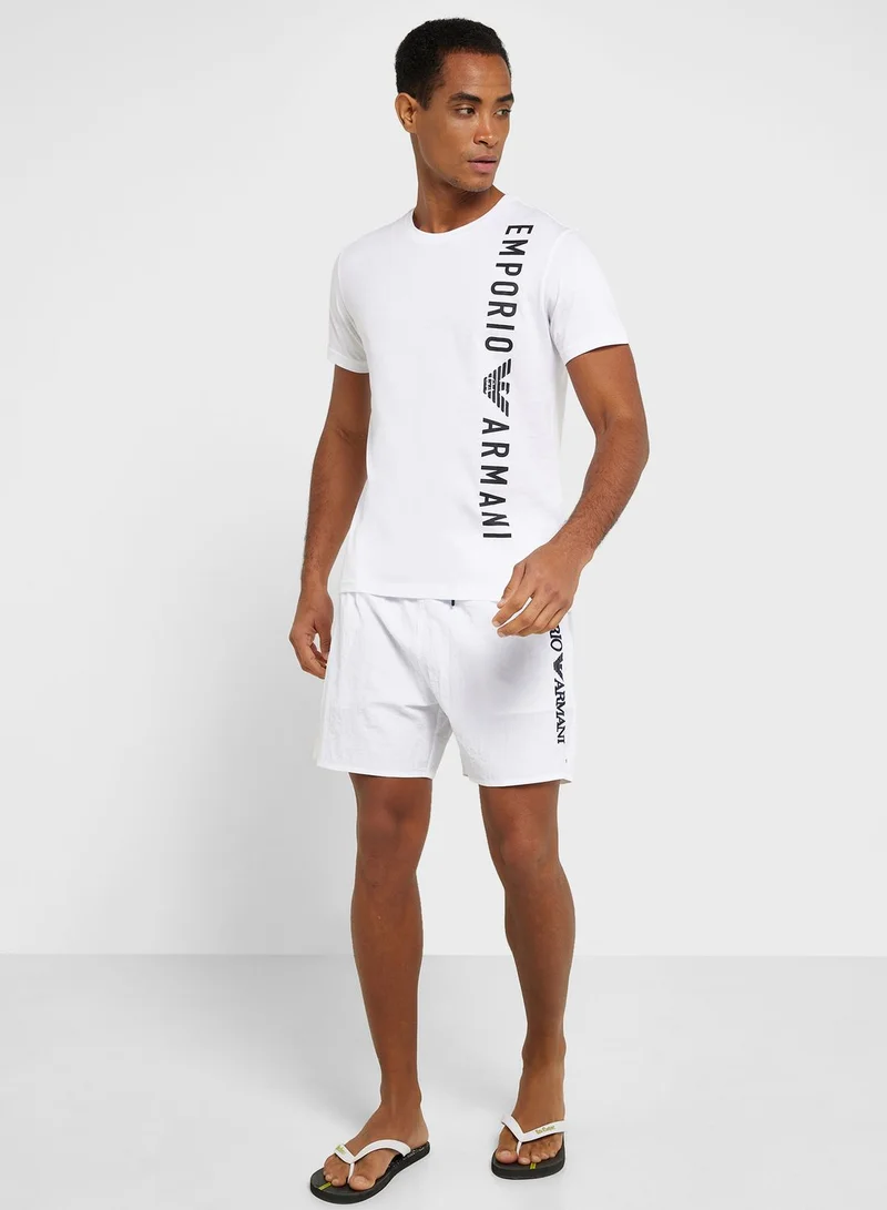 EMPORIO ARMANI Text Print Crew Neck T-Shirt