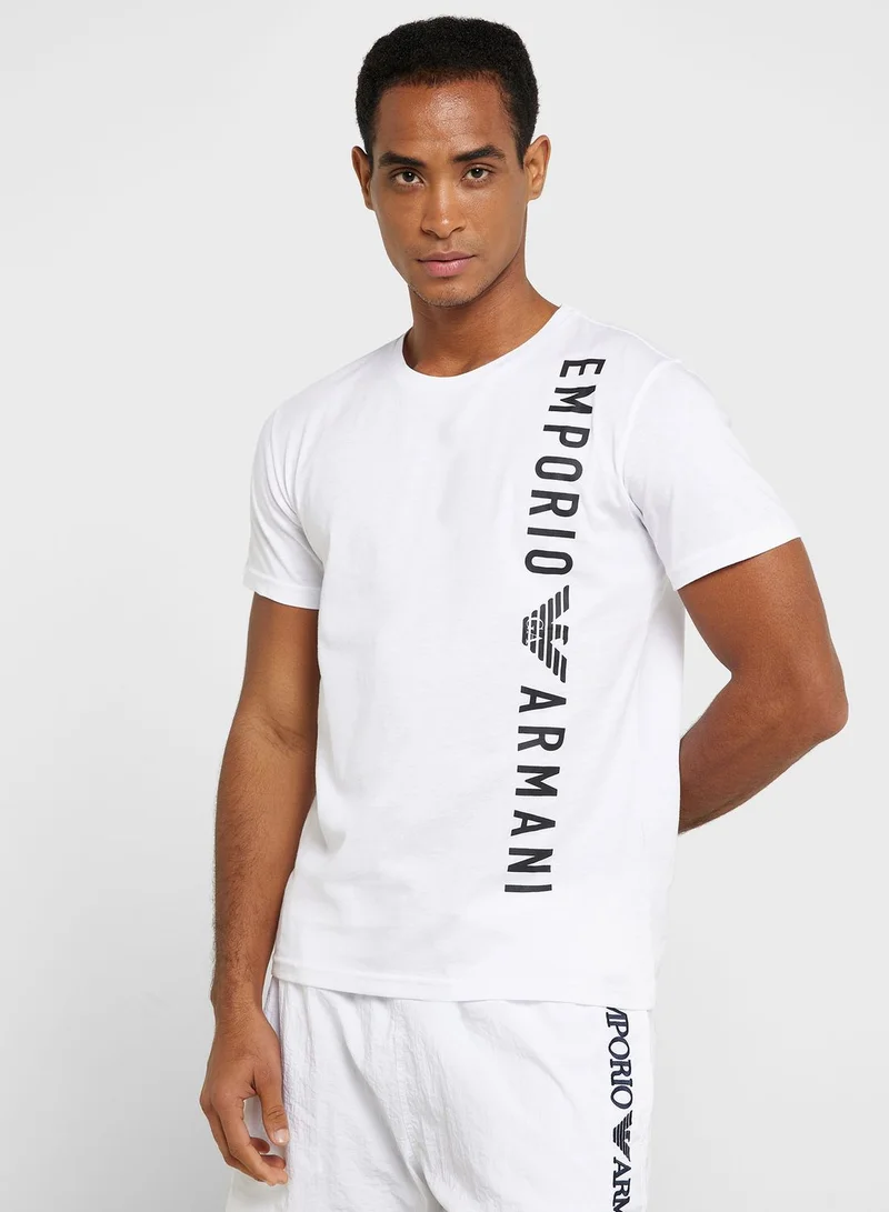EMPORIO ARMANI Text Print Crew Neck T-Shirt