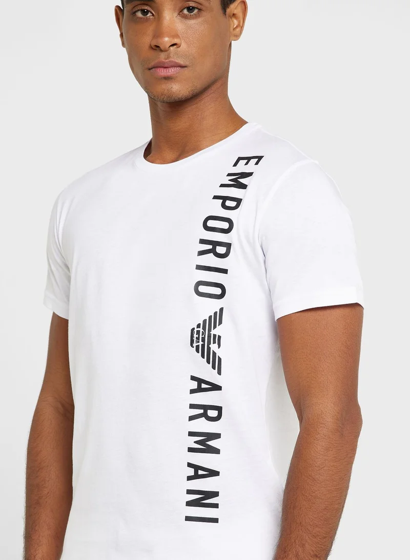 EMPORIO ARMANI Text Print Crew Neck T-Shirt