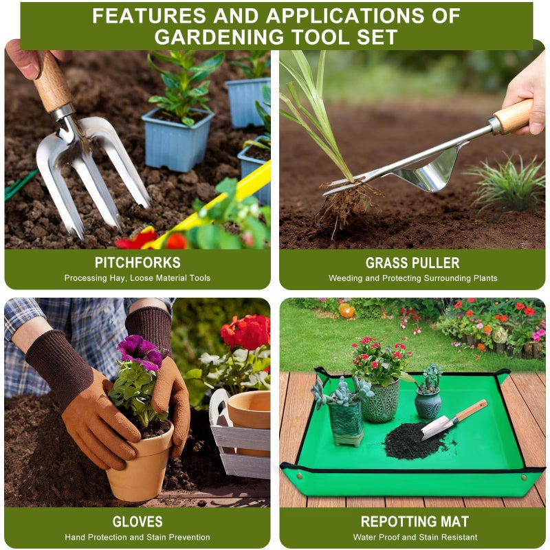 Kynup Gardening Tools, Garden Tools Set-9 Piece Gardening Gift for Women, Gardening Kit Ideal Hand Gardening Spades, Thickened Stainless Steel, Rust-Proof, Garden Supplies, Essentials, Garden Stuff - Image 3